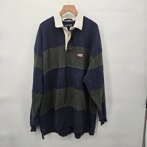 Britches Great Outdoor Long Sleeve Polo Size XL Flag Stripe Distressed Holes